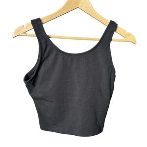 Cheetah | Black Cropped Tank Top | Cotton Spandex | Built-In Lining | Size L